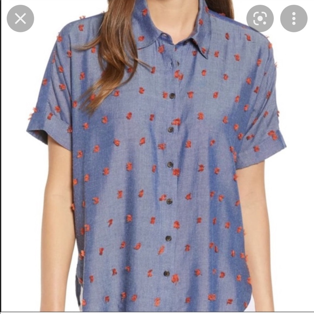 Lou & Grey Chambrey Fringe Button Down